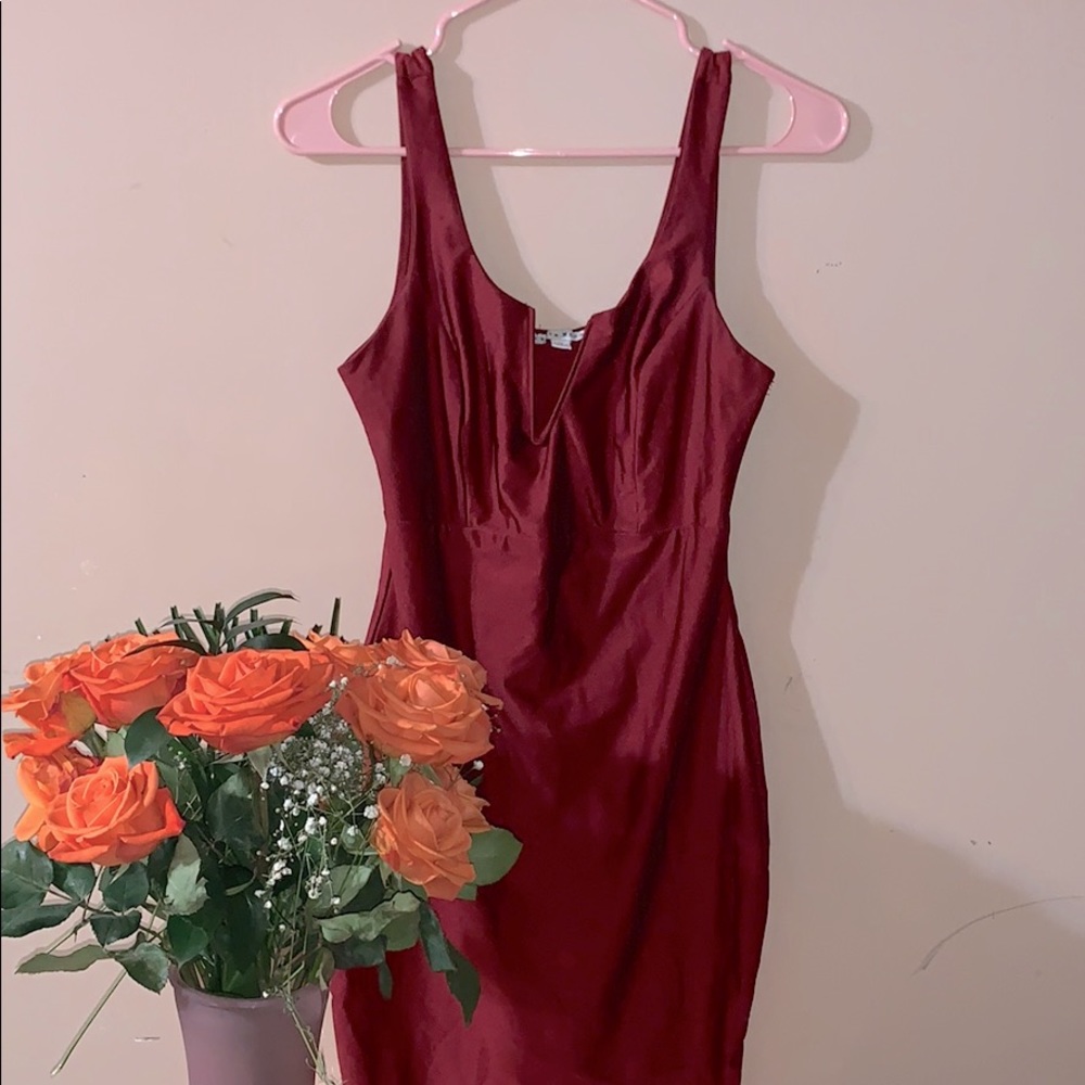 Red satin dress